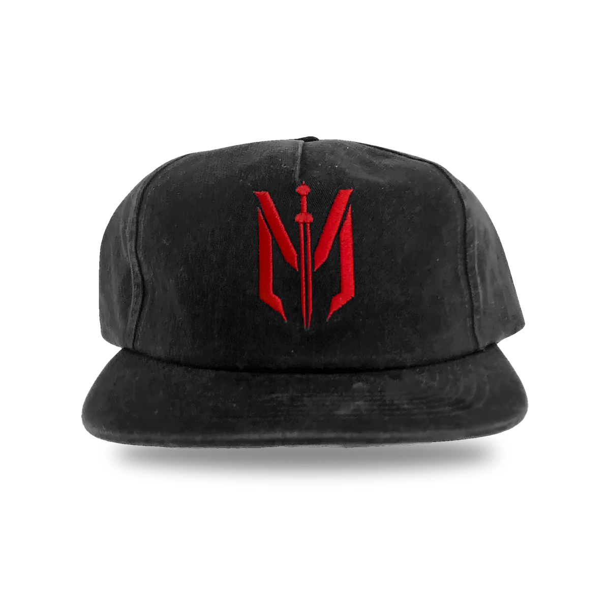 Marsborne Helm snapback, black with red crest, front